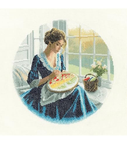 Heritage Kreuzstich Set „Weihnachtslied“ – Aida Stoff, DMC Garne, 10,5x10,5cm (BFCH1587-A)