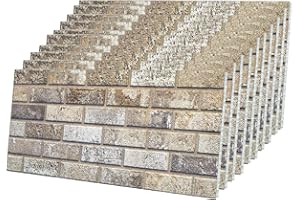 IZODEKOR 10-Pcs 3D Brick Effect Wall Panels - Covering 5m2 Outdoor Wall Cladding, Decorative Wall Panels for Living Room, Balcony, Terrace, Office, Faux Brick, 50x100 cm | Beige Dream 1902