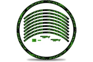 ‎FINEST FOLIA Finest Folia 16-teiliges Set Felgenrandaufkleber Sticker für Fahrrad Felgen im Racing Design Komplett Set für 27" 29" für Rennrad Mountainbike MTB Laufrad RX024 (Neon Grün, Glanz)