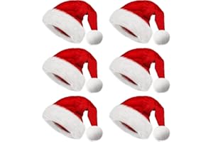 obqo 6 Stück Weihnachtsmütze Erwachsene - Flauschige Plüsch Nikolausmütze für Frauen Männer Extra dicker Samt Nikolaus Weihnachten Weihnachtsmann Mütze für Teenager Weihnachtsfeier Weihnachtszubehör