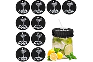 NQEUEPN 10uds Funda para Bebidas para Protegerse del Alcohol, Lavable con Elásticos para Cubrir Vasos Antipinchazos Reutilizable con Orificios para Pajita para Mujeres Niñas Clubes y Bares