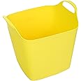 Excellent Houseware 40Lt Square Flexible Flexi Plastic Tub Tubs Bucket for Home Gardening Building Laundry (Yellow)