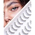 Lashes Natural Look, Wispy Eyelashes, Jiocolor False Eyelashes Natural Look, Fluffy Fake Mink Lashes,12 mm Strip Lashes 10 Pairs D1