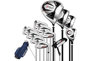 PGM Juegos completos de palos de golf para hombre, 12 piezas, 3 maderas (#1,3,5), 1 híbrido (#4H), 6 hierros (#5,6,7,8,9, PW), 1 cuña de arena (55°), 1 putter - bolsa de soporte de golf