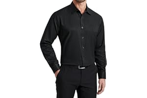 HISDERN Camisa para Hombre Casual Formales Clásico con Botones Camisas de Vestir Cuello de Manga Larga Ajuste Regular