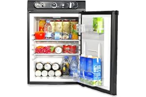 Smad Frigorifero Trivalente Camper, Frigo 12V/220V/Gas, Silenzioso, 60L, per Campeggio, Caravan, Casa Mobile, Nero