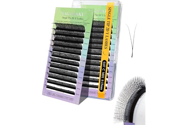 NAGARAKU Y Cils Extension 2D Y Lash Tissés en Croix à la Main Bouquet de Cils Volume Russe Cils Naturel Premade Fans Préfait Ventilateur Wispies Cluster Y Eyelash Noir 12 Rows (0.07 C Curl 8-15mm)