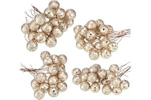 BBTO - Bayas Artificiales de Acebo. 100 Bayas de 10 mm para decoración de árbol de Navidad, Corona de Flores, Uso Artesanal