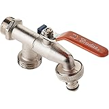 Bradas GKK0534 Doppelanschluss Garten im Freien Wasserhahn Zapfventil 3/4 x x 1 Zoll, Silber