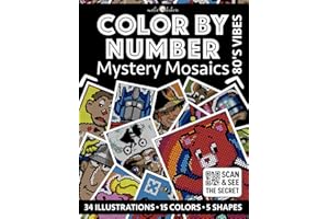 Color by Number: 80's Vibes [Premium Print] Black Background Edition | Mystery Mosaics Coloring Book for Adults | Pixel Art Coloring for Relaxation ... Bold and Easy | Color Quest | 80s Nostalgia
