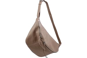 SH Leder Daniela G768 - Marsupio unisex da donna, in vera pelle, 49 x 28 cm, beige, Grande