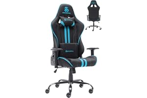 NEWSKILL KitsuneV2 - Silla Gaming ergonómica, Respaldo reclinable 180 Grados, reposabrazos 2D Ajustables, Cojines Lumbar y Cervical, Ruedas XL silenciosas, Tela Transpirable, Color Azul