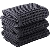 P&Uuml;SK&Uuml;L L&uuml;ks 3-Adet Waffle El Havlusu Seti, B&uuml;y&uuml;k 40x80 cm | Antrasit, 100% Pamuk Yumuşak S&uuml;per Emici Hızlı Kuruyan Y&uuml;ksek Kal