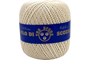 filati italiani Cotone Filo di Scozia 100g Titolo 5-8 - 12-16 (Ecru - 202, 8)
