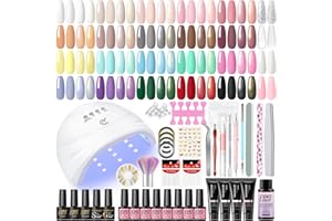 ‎PEACECOLOR PEACECOLOR 53stk. Gelnägel Starterset mit UV Lampe, 20 Farben Gel Nägel Set und 4 Stück Poly Nägel Gel Base und Top Coat Nägel Selber Machen Nagel Sets Gel Nägel für Anfänger