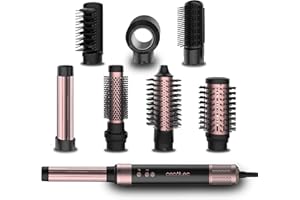 Cecotec Spazzola ad Aria Volumizzante 8in1 CeramicCare AirGlam Black. 1400W, Digital Brushless 110000rpm, Piastre in Ceramica, Tecnologia Coanda, Ioni Negativi, 3 Temperature, Aria Fredda, Cavo a 360°