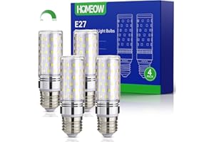 HOMEOW Dimmerabile Lampadine LED E27 Luce Fredda 6000K, 1200LM 12W Lampade LED E27 Equivalenti a 100W Incandescenza, Lampadina Mais E27 LED, AC 220-240V, Nessun Sfarfallio, 4 Pezzi