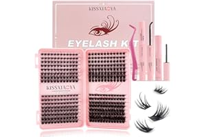 LYMYBETY Individual Eyelashes Kit, 392Pcs 4 Styles D Curl Mix9-16mm Soft Natural Cluster Lashes, with Eyelash Glue & Tweezers, DIY Lash Extensions for Christmas, Valentine's Day, Anniversary(Eyelash Book Kit)