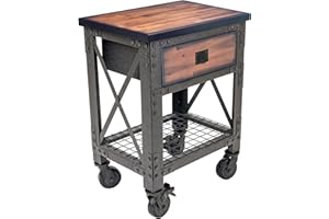 Duramax Banco de trabajo con 1 cajón para el hogar, garaje y taller, con estante de alambre, muebles de mesa de trabajo industrial, capacidad de 450 kg en madera superior, 70 x 51 x 94 cm