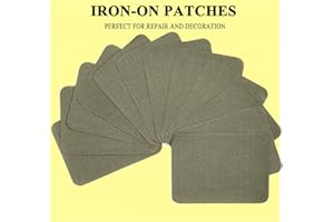 GUYI GYGYL 12Pcs 100% Cotton Iron-on Patches, Repair Patches for Clothing, Iron on for Inside Jeans and Clothing Repair (Army Green)