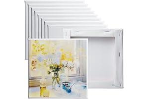 GOMETY Lot de 10 cadres pour toile, 15 x 15 cm, toile à peindre, cadre de peinture, mini toiles blanches pour peintures acryliques, convient pour les bricoleurs, les peintures acryliques et les peintures à