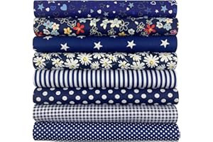 aufodara 8 Pezzi 50 x 50 cm Tessuti Tessuto Cotone Stoffa Patchwork Cucito Creativo Stoffe a Metro Materiali per Hobby Creativi DIY Fatto a Mano (Blu Navy)