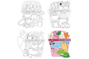 FMUIMSHOUWO My Summer Bucket List Aktivitätsposter für Kinder, 36 Stück, Großpackung mit Farbe, Ihre eigene Sommer-Eimerliste, personalisierte Urlaubs-Ideen, Checkliste, Malposter für Schüler, Schuljahresende,