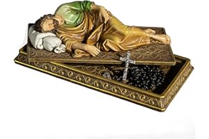 BC BUILDCLASSIC BC Catholic Sleeping St.Joseph Statue, with Case Base, Patron Saint Religious Figure Gift, Holder for Rosary, Inspirational Home Decor 8.8 Inches L, Handmade by Buildclassic (Full Color)