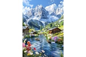 GDYEEH 5D Montagne Diamond Painting, DIY Rivière Broderie Diamant Painting Complet, Cabane Art du Diamant Peinture Strass Point de Croix Painting pour Adultes Débutants Murale Décor 30x40 cm