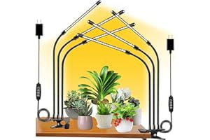 FRGROW Pflanzenlampe LED, Vollspektrum Pflanzenlicht für Zimmerpflanzen, Pflanzenleuchte LED, 3000k/5000k/660nm Vollspektrum Pflanzenlampe, Wachstumslampe für Pflanzen, 10 Stufen Dimmbar,Timer(2-PACK)