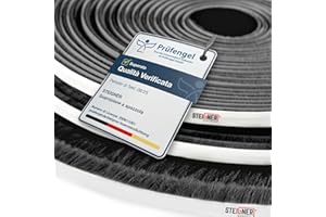 STEIGNER 5 m guarnizionea a spazzola autoadesiva NERO, spazzola antipolvere, altezza 20 mm