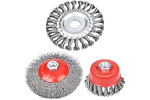 125mm Wire Brush for Drill, Lytool 3 Pcs Wire Brush Wheels, Wheel Cup Brush, Twisted Knotted Cup Brush for Cleaning Rust, Stripping and Abrasive, for M14 Angle Grinders