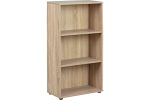 ‎INTER LINK Inter Link - Bücherregal - Standregal - 3 Fächer - Höhenverstellbare Böden - Holzregal - Wohnzimmer - Arbeitszimmer - Parini 2 - Eichenfinisch, Sonoma Eiche Nachbildung