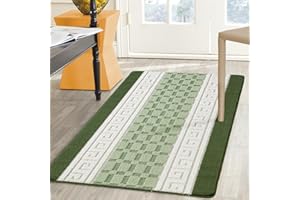 renoazul® Non-Slip Area Rug, 80 x 150 cm Washable, Heavy Duty Floor Protector Anti Slip Hallway Large Rug for Indoor Outdoor Hall Bedroom and Kitchen (Gel Back Nada Rug - Green)