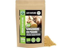 Alpi Nature Gingembre en Poudre BIO 500g, Racine de Gingembre Séchée et Moulue pour la Cuisine