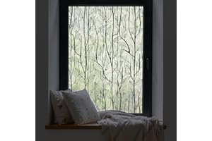 dktie 3D Window Privacy Film Static Cling Window Film No-Glue Frosted Window Film Plants Window Stickers, for Home, Bathroom, Kids Room, Bedroom 44.5x200cm