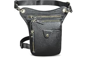 Handadsume Tela Resistente All'acqua + Vera Pelle Moto Equitazione Travel Coscia Borsa per Gambe Marsupio in Vita Per Gli Uomini Donne FB2141