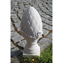 Décor Pomme De Pin En Ciment Patiné Blanc - Hauteur 19.5 Cm - Socle 8.5x8.5 Cm - Neuf