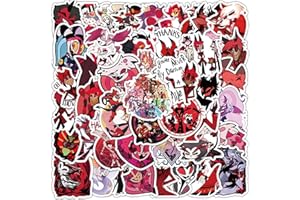 YOIMCKAY 50 Piezas Hazbin Hotel Pegatinas de Anime, Cartoon Stickers para Portátil, Parachoques, Monopatín, Ordenador, Teléfono, Guitarra, Pegatinas Dibujos Animados para Niños, Adolescentes y Adultos(3-7CM)