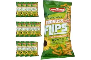 ‎OSTPRODUKTE-VERSAND 14x180g WURZENER Original Erdnußflips – knuspriger Erdnuss-Snack mit Sonnenblumenöl, ohne Aromen & Geschmacksverstärker, veganer Genuss für Freizeit & Familie