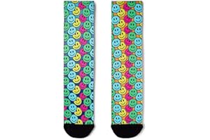 Ruperga 3D Print - Calcetines Deportivos, Divertidos, Tejido SoftAir+, Termorregulador, para CrossFit, Pádel, Tenis, Running, Skate, Ciclismo, MTB, Senderismo, Yoga, Gimnasio, Trail (41-46, Smile)
