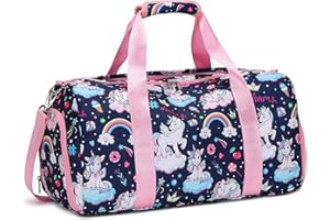 Kimwadalh Borse Sportive per Bambini Ragazze Borsa Sport Bambina Borsone da Viaggio Ragazza con Tracolla,Unicorno Borse per Danza, Balletto, Ginnastica