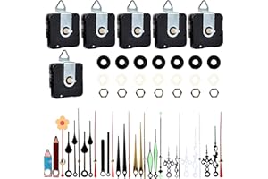 Sporgo 7 Pezzi Movimento Silenzioso al Quarzo: Meccanismo Orologio da Parete con 5 Diverse Coppie di lancette, Fai da Te Movimento al Quarzo, per Parti Riparazione Dell'Orologio Parete Sostituzione