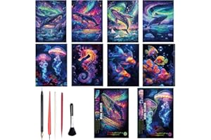 Georgie Porgy Zestaw obrazków do zdrapywania, zestaw "zrób to sam" dla dzieci i dorosłych, Magic Rainbow A4, papier do zdrapywania na Boże Narodzenie, urodziny, z zestawem narzędzi do zdrapywania