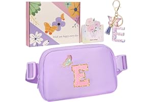 ONETOALL Gifts for 7 8 9 10 Year Olds Girls, Initial Bumbags for Kids Gifts, Lightweight Crossbody Bags, Waist Bag & Fanny Pack with Key's Chain