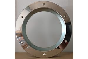 PORTHOLES.BULLAUGEN Porthole Window for Door, Stainless Steel Glossy, 350 mm, Glass Matte, Nuts Flange.
