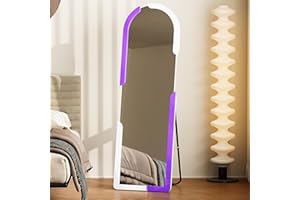 Lvifur Specchi da Terra Specchi, 160 x 40 cm Grande Specchio Bagno con e Supporto, Specchio per Camera da Letto Soggiorno (Bianco Viola Arco)