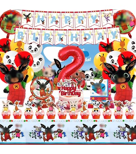 81-teiliges Geburtstagsdeko-Set Im Bunny-Theme – Komplettes Partyzubehör Mit Ballons, Banner & Mehr