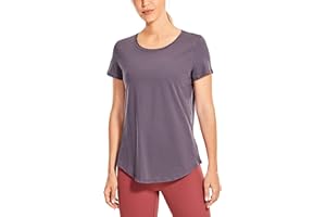 CRZ YOGA Mujer Algodón Pima Suelta Camisetas Manga Corta Deportiva Tops