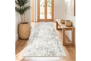 ‎CAPSLPAD Capslpad Teppich Läufer Flur 80x200cm Beige Abstrakter Waschbar rutschfest Küchenläufer Teppich Modern Minimalistisch Kurzflor Kunstwolle Teppiche für Wohnzimmer Schlafzimmer